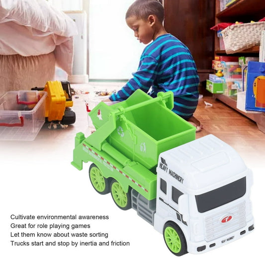 Toy Garbage Truck – Green Recycling Sanitation Vehicle with Real Sliding Action