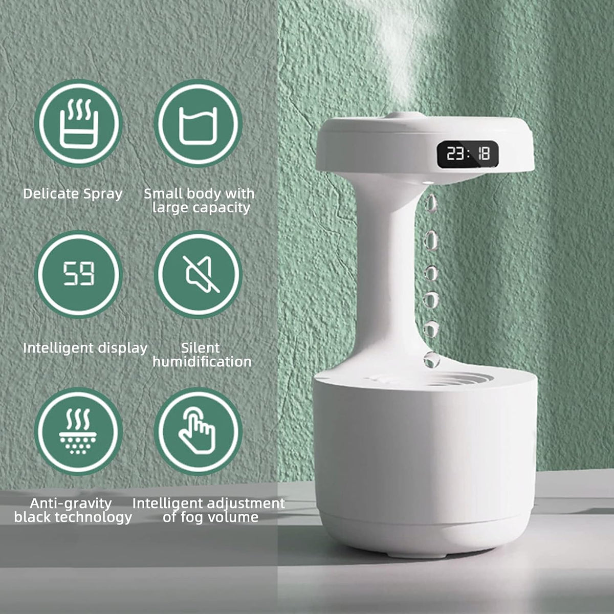 Antigravity Ultrasonic Humidifier with LED Light