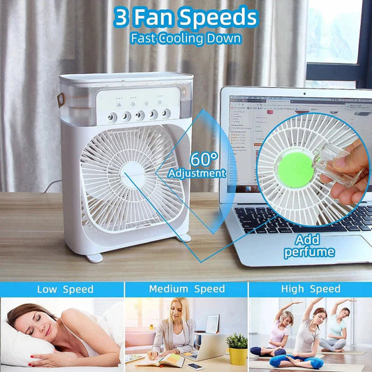 Portable Air Conditioner Fan USB Electric Fan with LED Night Light