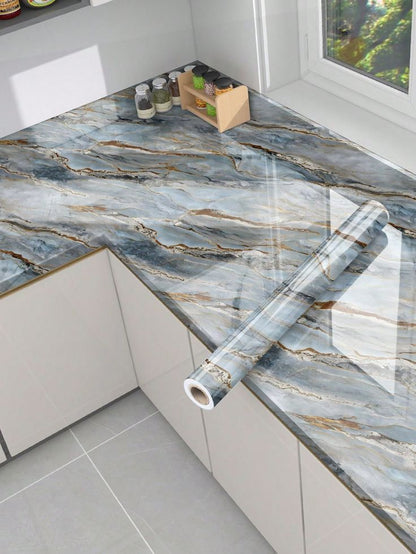 Self Adhesive Black Marble Sheet for Kitchen