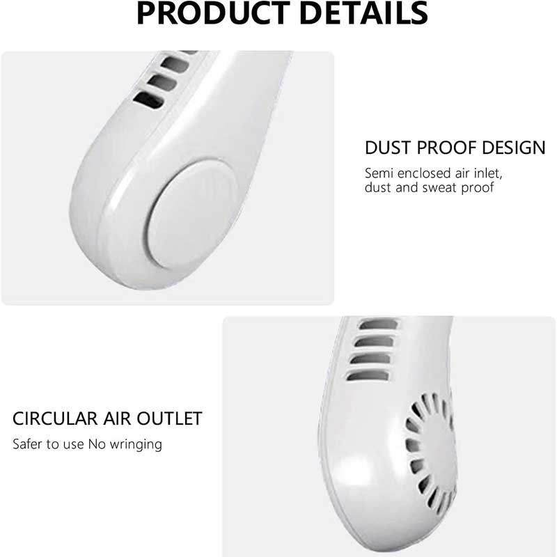 Portable Neck Fan, Hands-Free Bladeless Fan: 360° Cooling  - Rechargeable