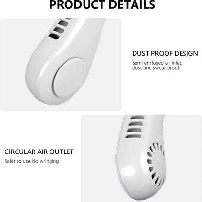 Portable Neck Fan, Hands-Free Bladeless Fan: 360° Cooling  - Rechargeable