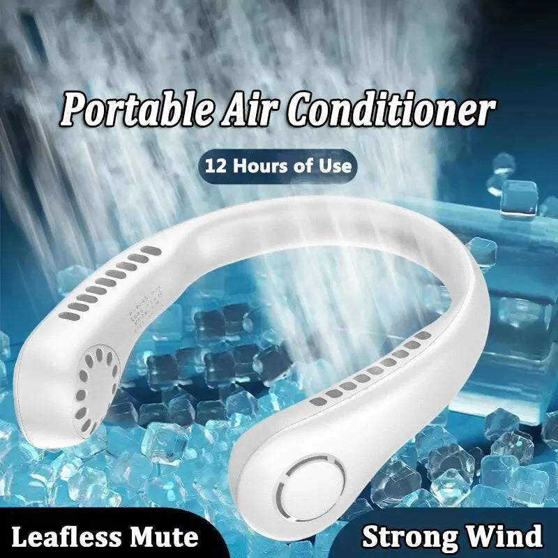 Portable Neck Fan, Hands-Free Bladeless Fan: 360° Cooling  - Rechargeable