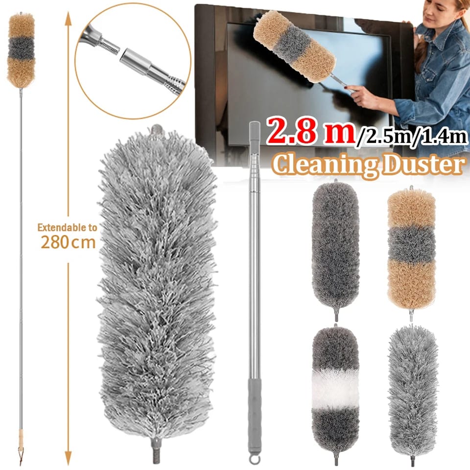 Extendable Microfiber Duster with Bendable Head – Washable & Reusable Cleaning Too