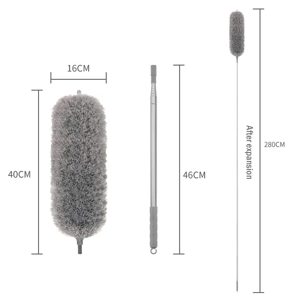 Extendable Microfiber Duster with Bendable Head – Washable & Reusable Cleaning Too