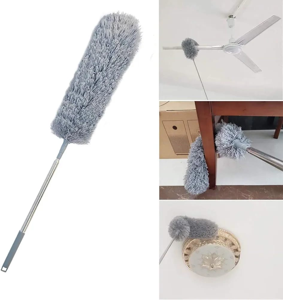 Extendable Microfiber Duster with Bendable Head – Washable & Reusable Cleaning Too