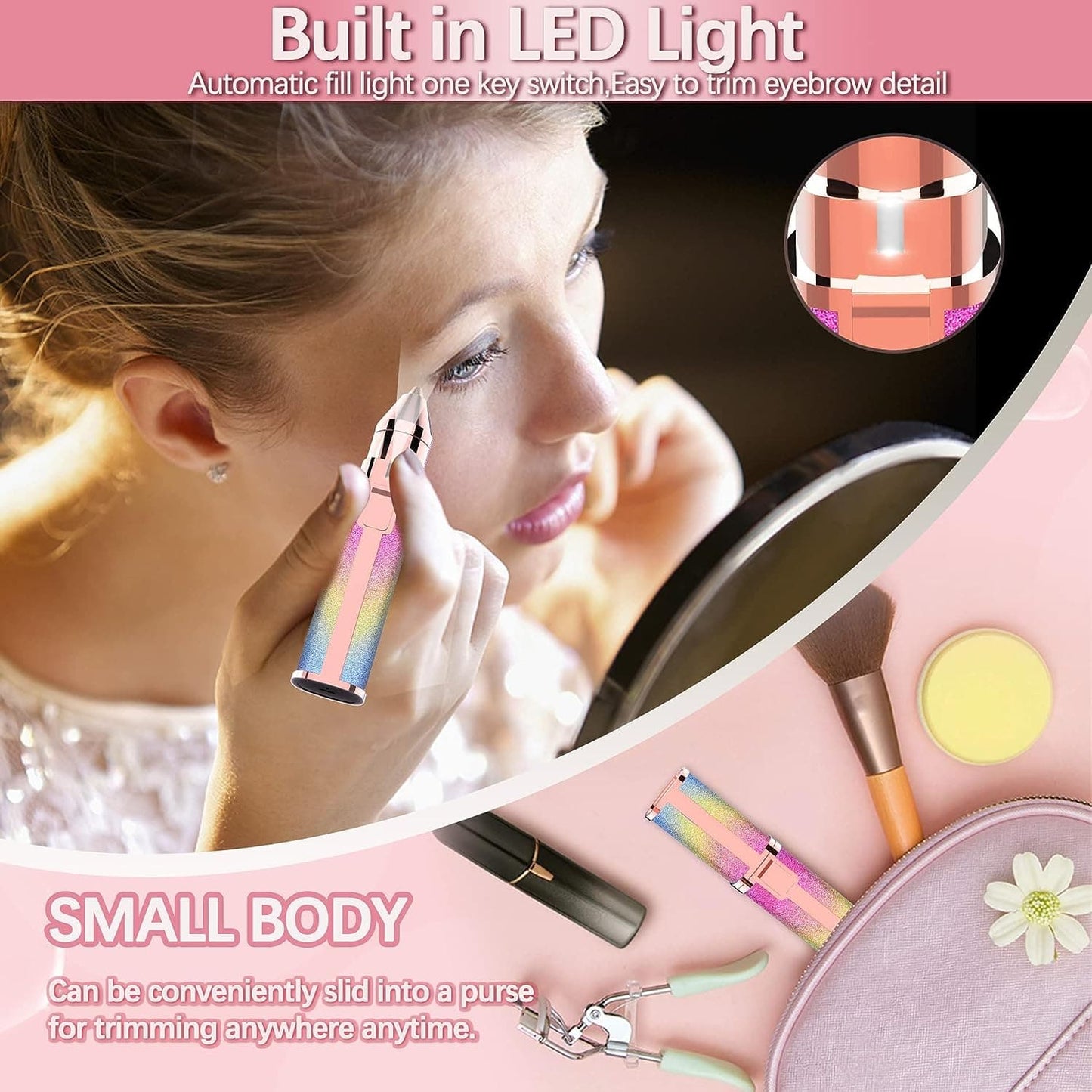 2 in 1 Rechargeable Eyebrow Trimmer & Facial Hair Remover – Painless, Flawless Shaver for Women