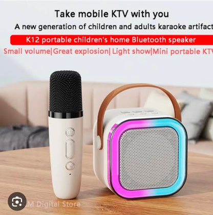 K12 Wireless Audio Microphone Bluetooth Speaker Portable Stereo Speaker Bluetooth Speaker Karaoke Speaker with Mic (random color) - Single Mic