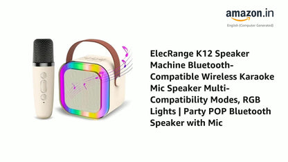 K12 Wireless Audio Microphone Bluetooth Speaker Portable Stereo Speaker Bluetooth Speaker Karaoke Speaker with Mic (random color) - Single Mic