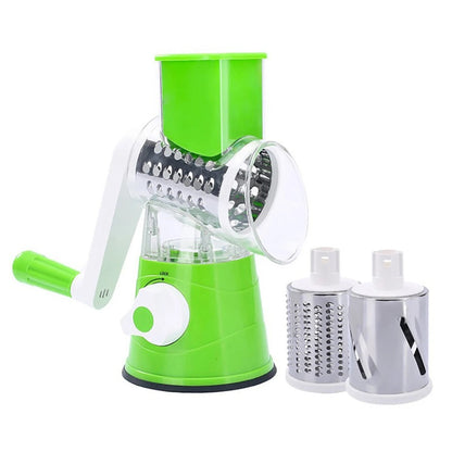 Manual 3‑in‑1 Vegetable Cutter & Drum Grater | Round Slicer