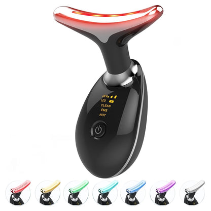 EMS Face Lifting Massager with Red Light Therapy | Facial, Neck & Eye Microcurrent Vibrating Massage Tool | Anti-Wrinkle Skin Tightening Device (Random Color)