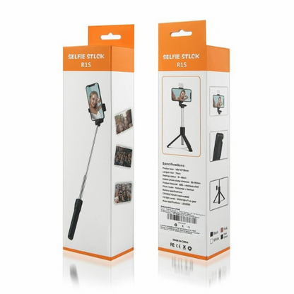 4-in-1 Wireless Bluetooth Selfie Stick Tripod Stand with Remote Control & LED Light – Portable Foldable Phone Holder
