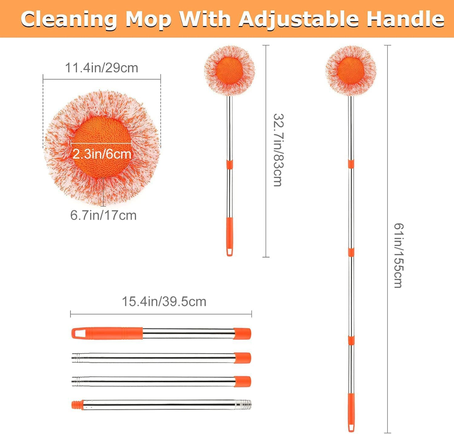 360° Rotating Microfiber Mop – Telescopic Handle for Home, Office & Car Cleaning