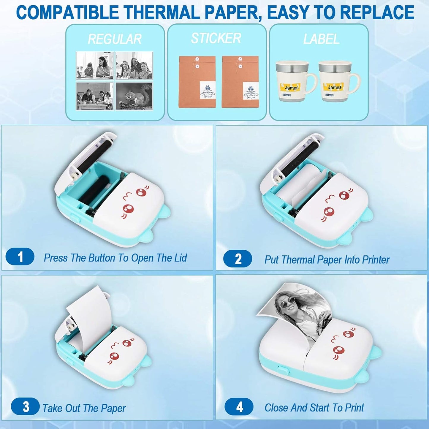 Wireless Mini Portable Thermal Pocket Printer for Photo and Receipt