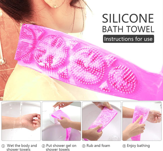 1 PC's Silicone Back Scrubber Bath Belt, Bath Scrubber (70 cm)