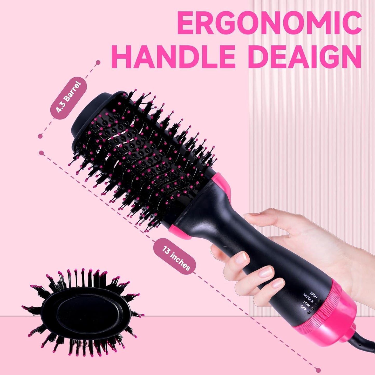 3‑in‑1 Hair Dryer with Comb, Hair Straightener & Curler for Easy Styling