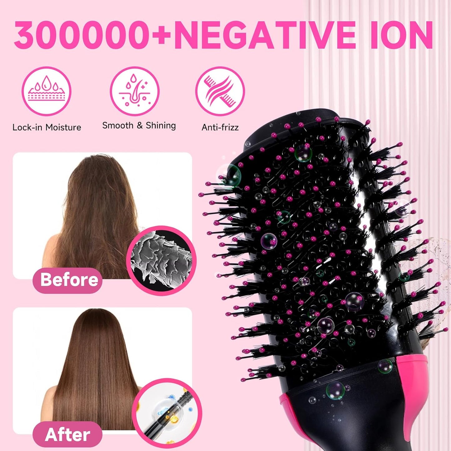 3‑in‑1 Hair Dryer with Comb, Hair Straightener & Curler for Easy Styling