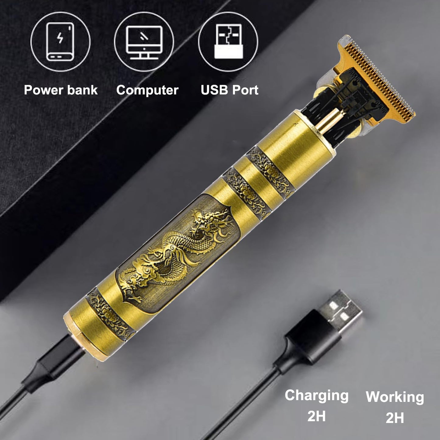 Vintage T9 USB Rechargeable Professional Hair Trimmer for Men