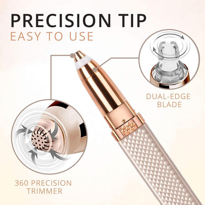 2-in-1 Rechargeable Eyebrow & Facial Hair Trimmer – Painless, Easy-to-Use Epilator with LED Light