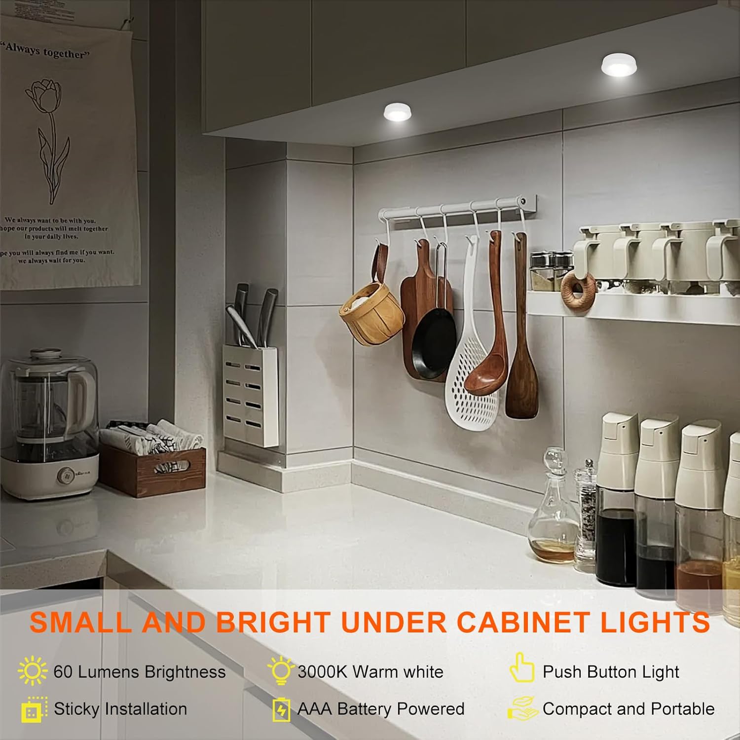 LED Under Cabinet Light, Ideal for Kitchen Cabinets, Closets, Garage and More