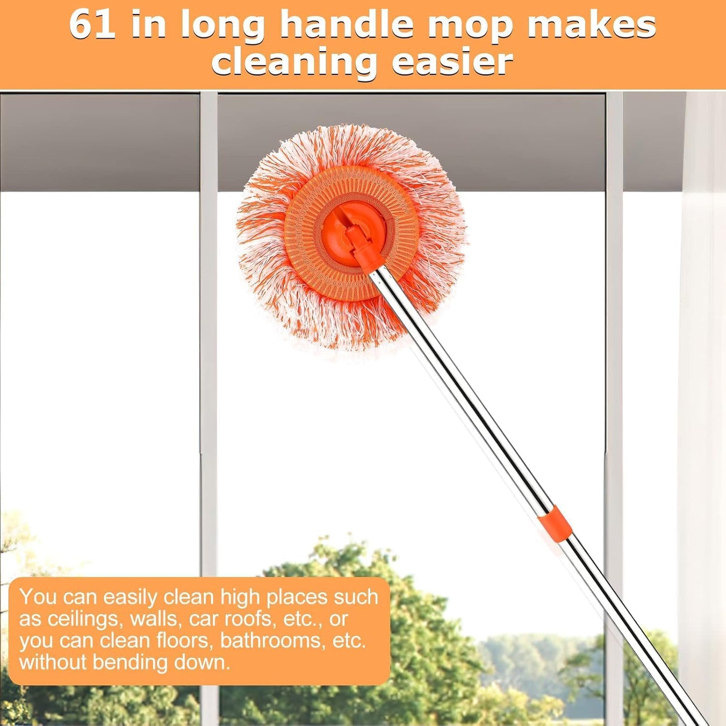 360° Rotating Microfiber Mop – Telescopic Handle for Home, Office & Car Cleaning