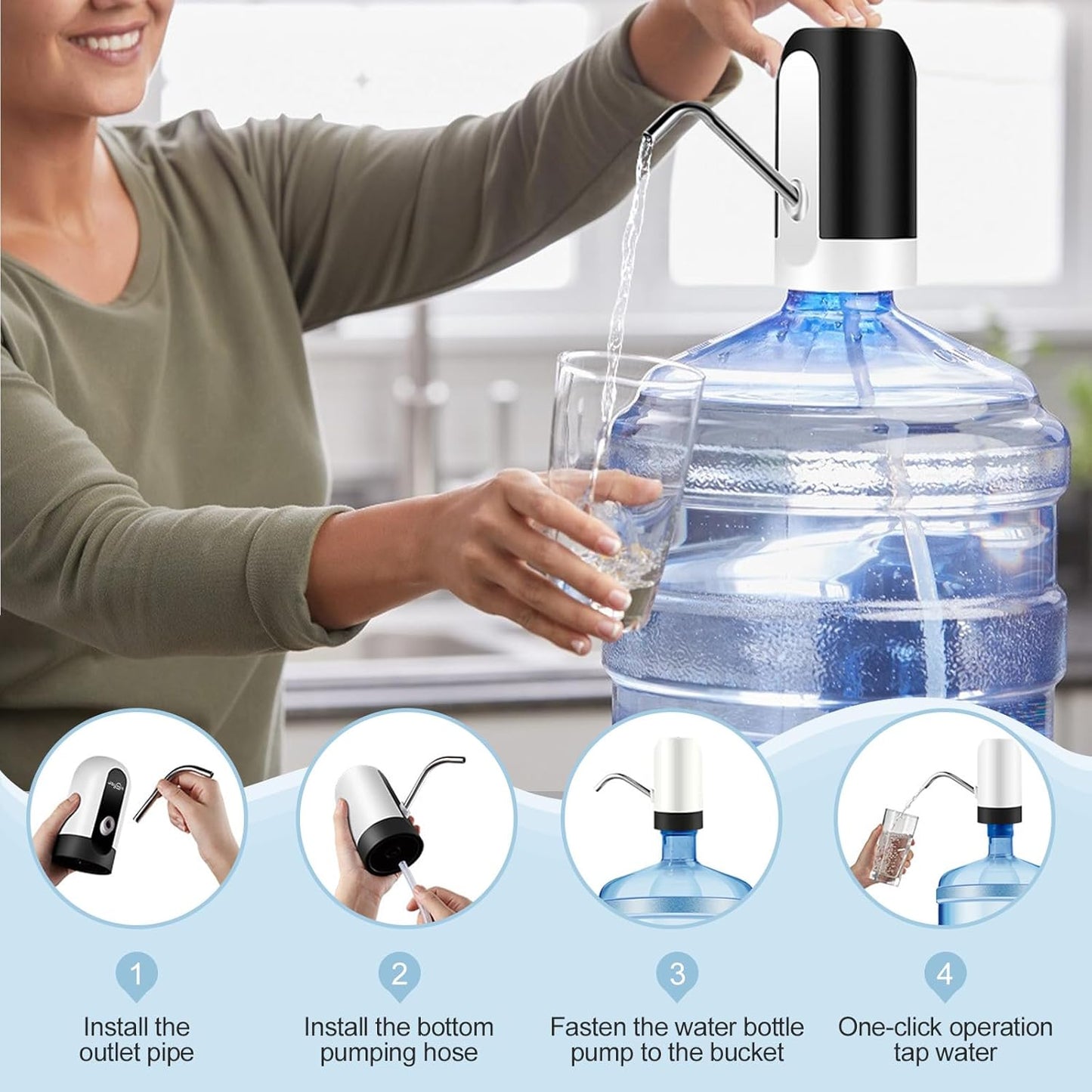 Electric Water Bottle Pump Dispenser – One-Touch Operation