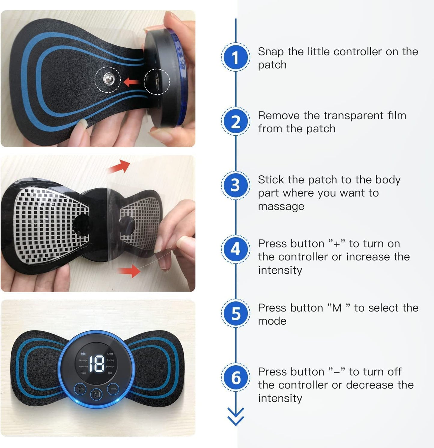 Portable EMS Butterfly Massager for Blood Circulation & Pain Relief