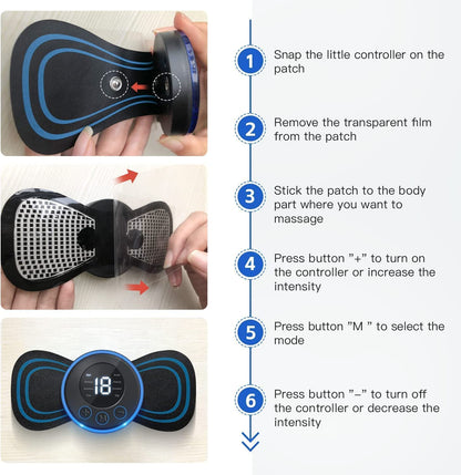 Portable EMS Butterfly Massager for Blood Circulation & Pain Relief