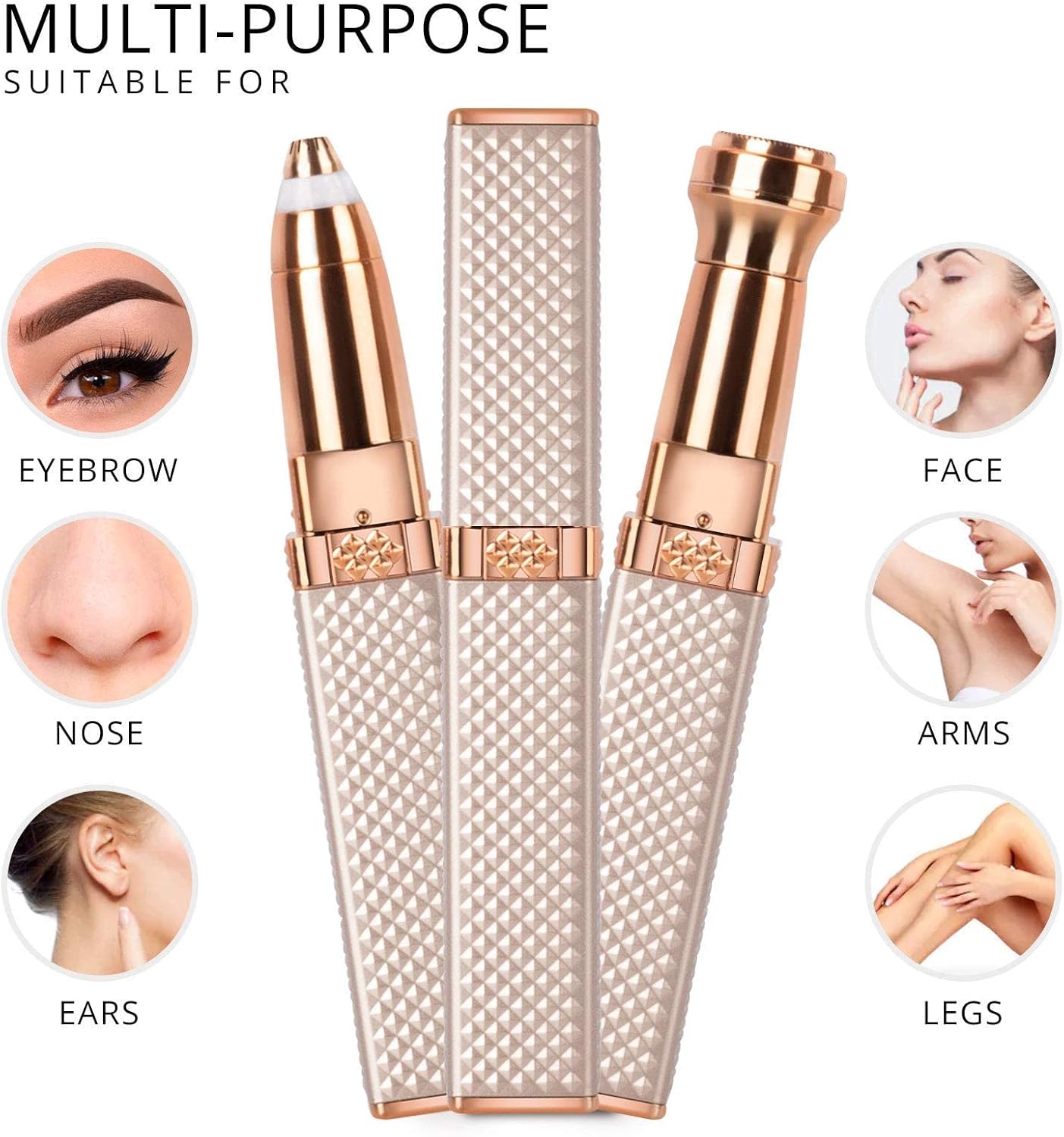 2-in-1 Rechargeable Eyebrow & Facial Hair Trimmer – Painless, Easy-to-Use Epilator with LED Light