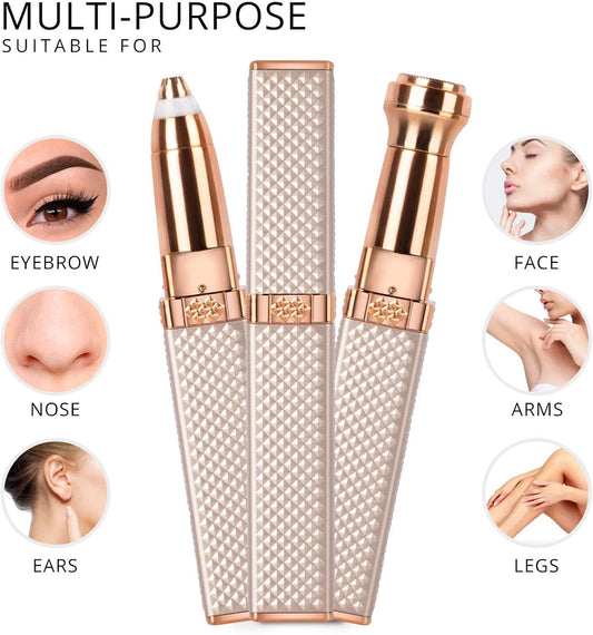 2-in-1 Rechargeable Eyebrow & Facial Hair Trimmer – Painless, Easy-to-Use Epilator with LED Light