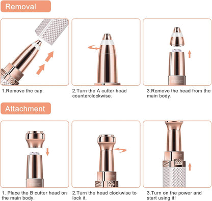 2-in-1 Rechargeable Eyebrow & Facial Hair Trimmer – Painless, Easy-to-Use Epilator with LED Light