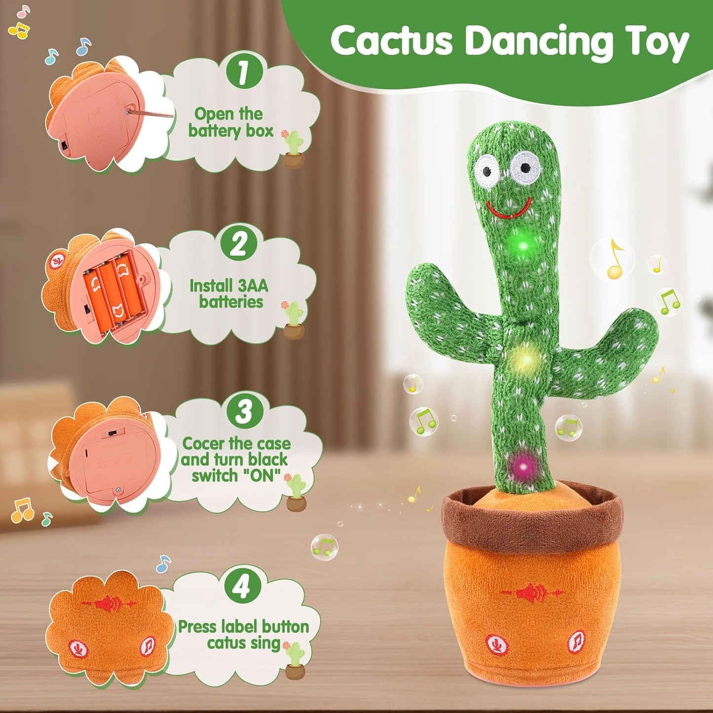 Dancing Cactus Toy – Singing, Talking & USB Rechargeable