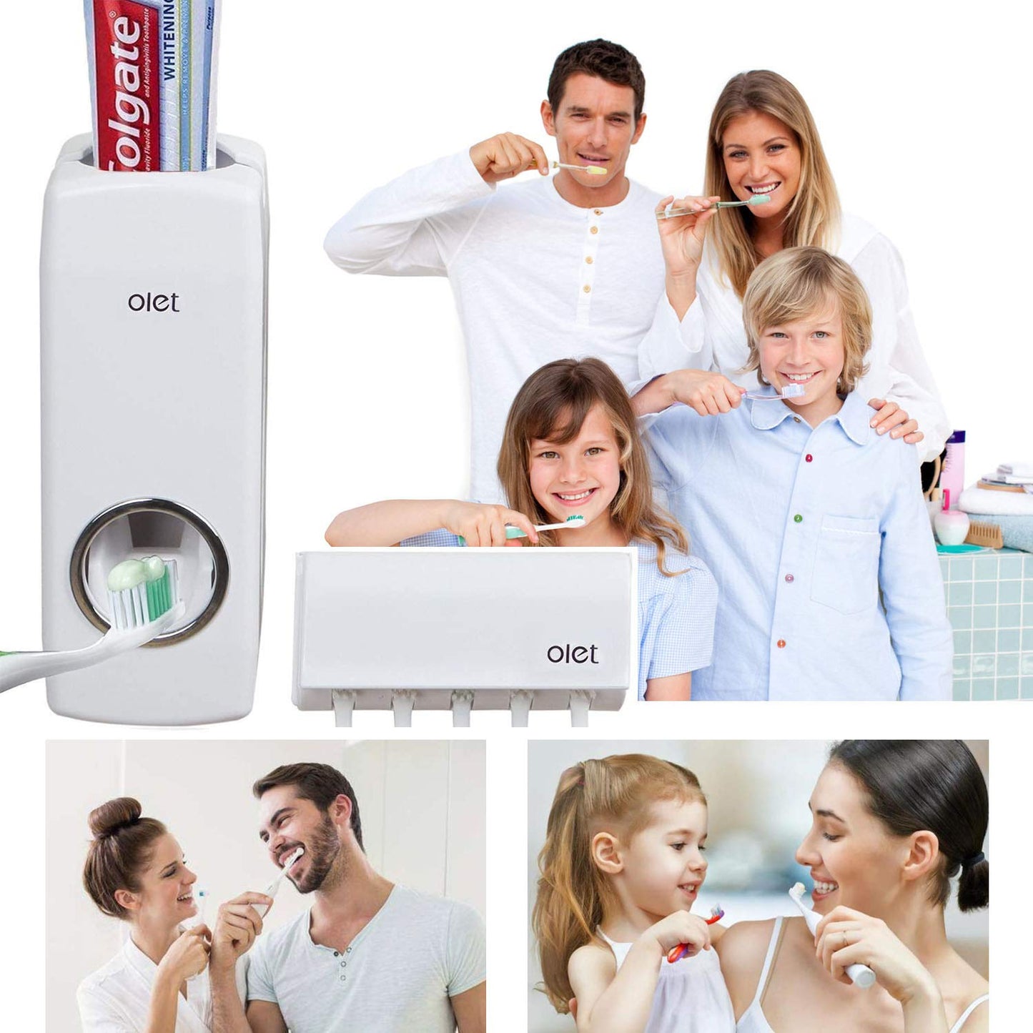 Toothpaste Dispenser Automatic Toothpaste Squeezer and Holder Set