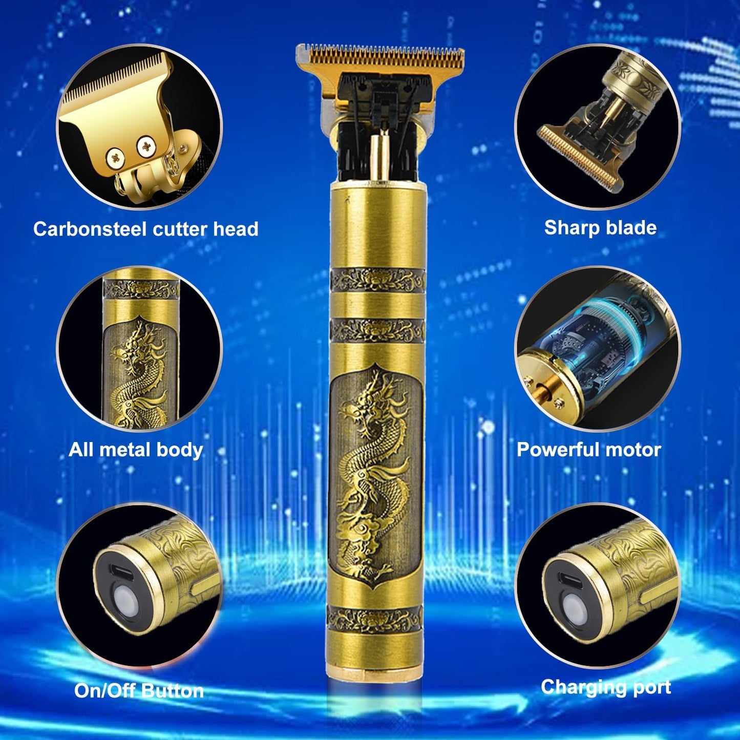 Vintage T9 USB Rechargeable Professional Hair Trimmer for Men