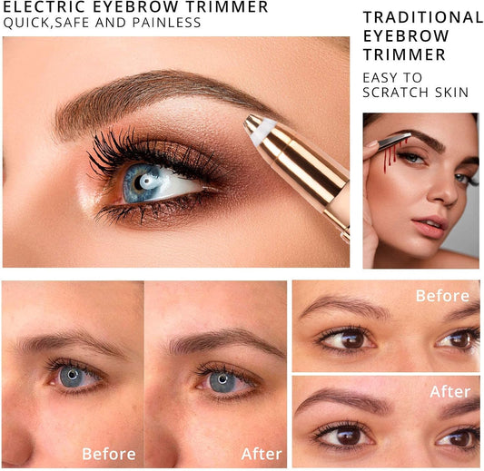 2-in-1 Rechargeable Eyebrow & Facial Hair Trimmer – Painless, Easy-to-Use Epilator with LED Light