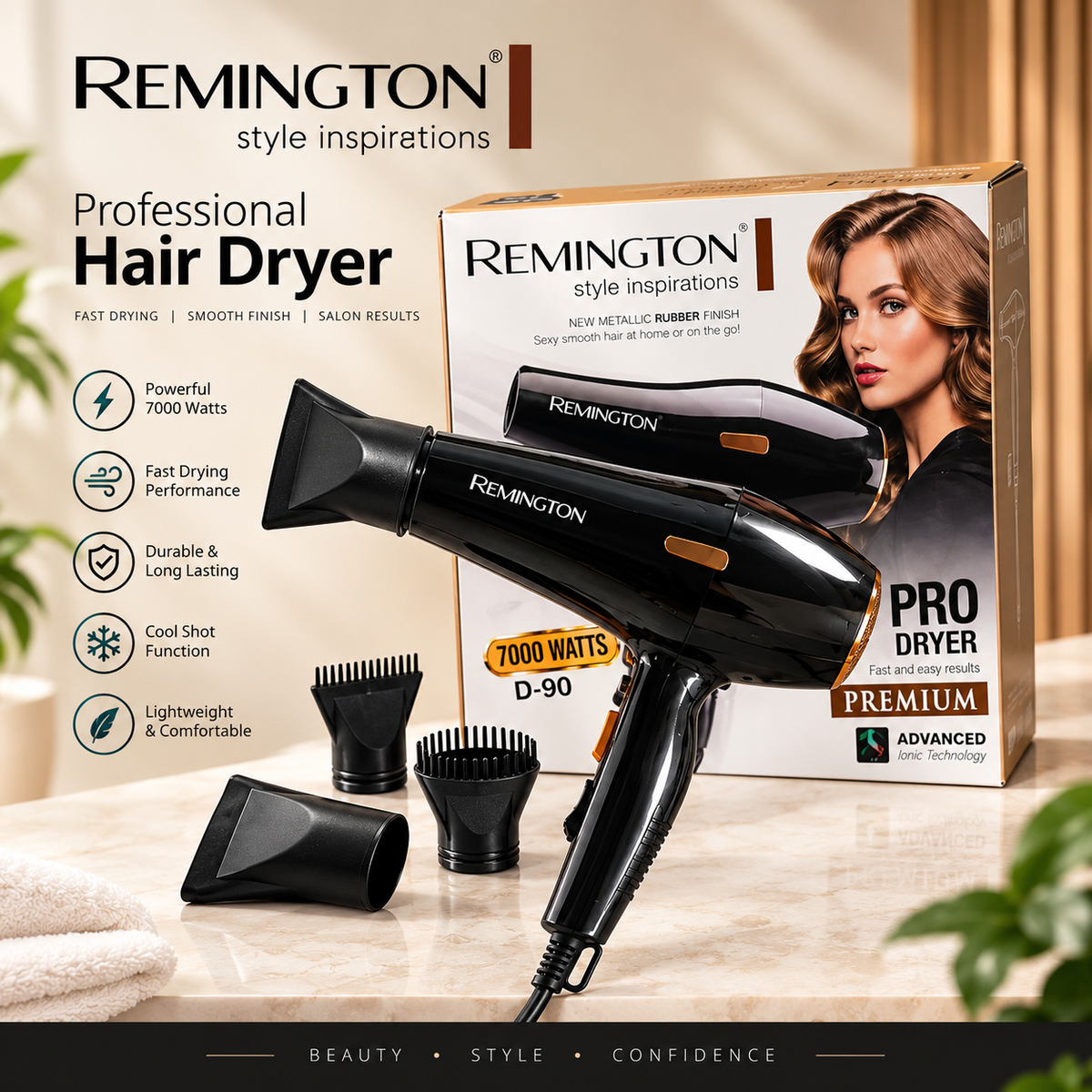GG-404-A- Remington Style Inspirations Pro Hair Dryer D-90