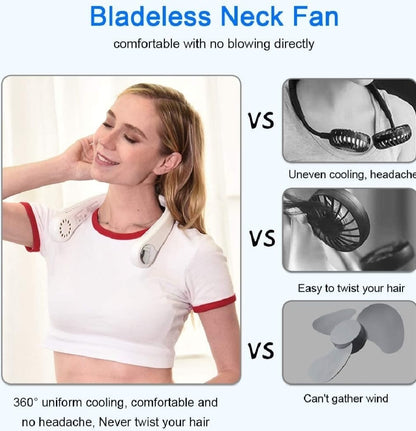 Portable Neck Fan, Hands-Free Bladeless Fan: 360° Cooling  - Rechargeable