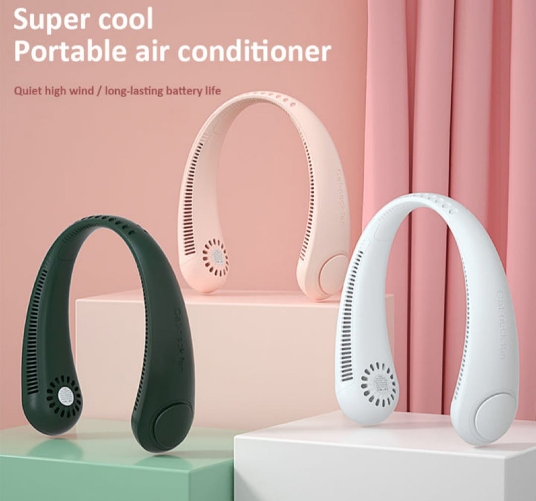 Portable Neck Fan, Hands-Free Bladeless Fan: 360° Cooling  - Rechargeable