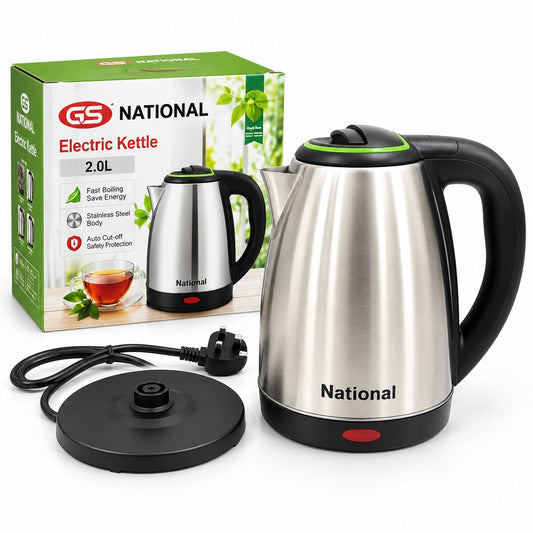 Stainless Steel Electric Kettle R.202 – 2.0L, Fast Boil 2000W