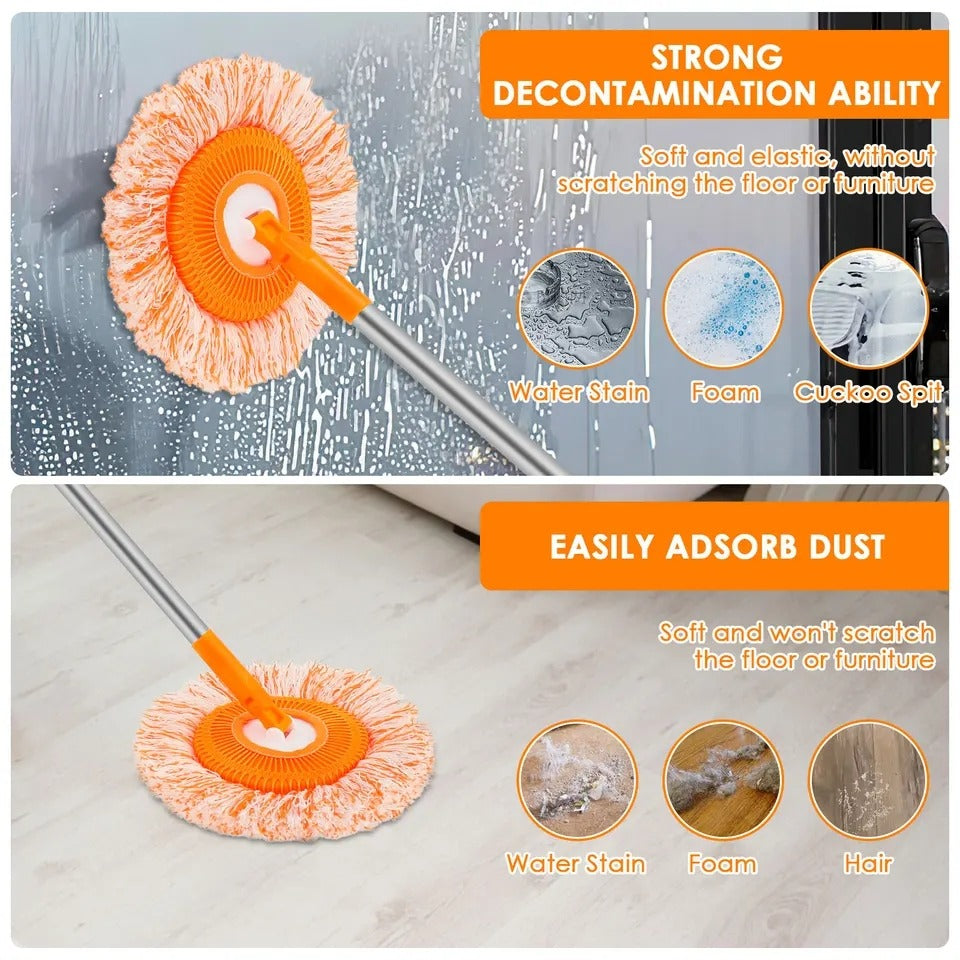 360° Rotating Microfiber Mop – Telescopic Handle for Home, Office & Car Cleaning