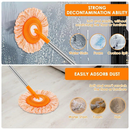 360° Rotating Microfiber Mop – Telescopic Handle for Home, Office & Car Cleaning