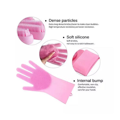 1 Pair Silicone Dishwashing Gloves
